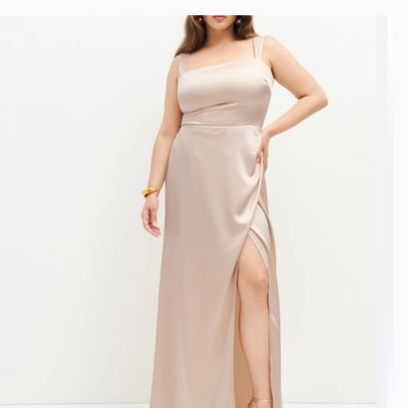 Reformation Isolene Satin Dress in Champagne - Picture 3 of 4